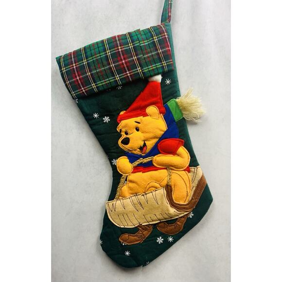 Vintage 1994 Disney Calalog Winnie the Pooh Christmas Stocking 3D Felt 20"